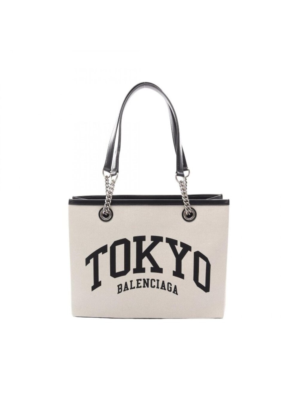 Balenciaga Tote Duty M Natural Black Canvas Leather - Picture 1 of 11
